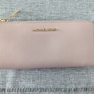 Michael Kors Pink Leather Wallet with Gold Hardware